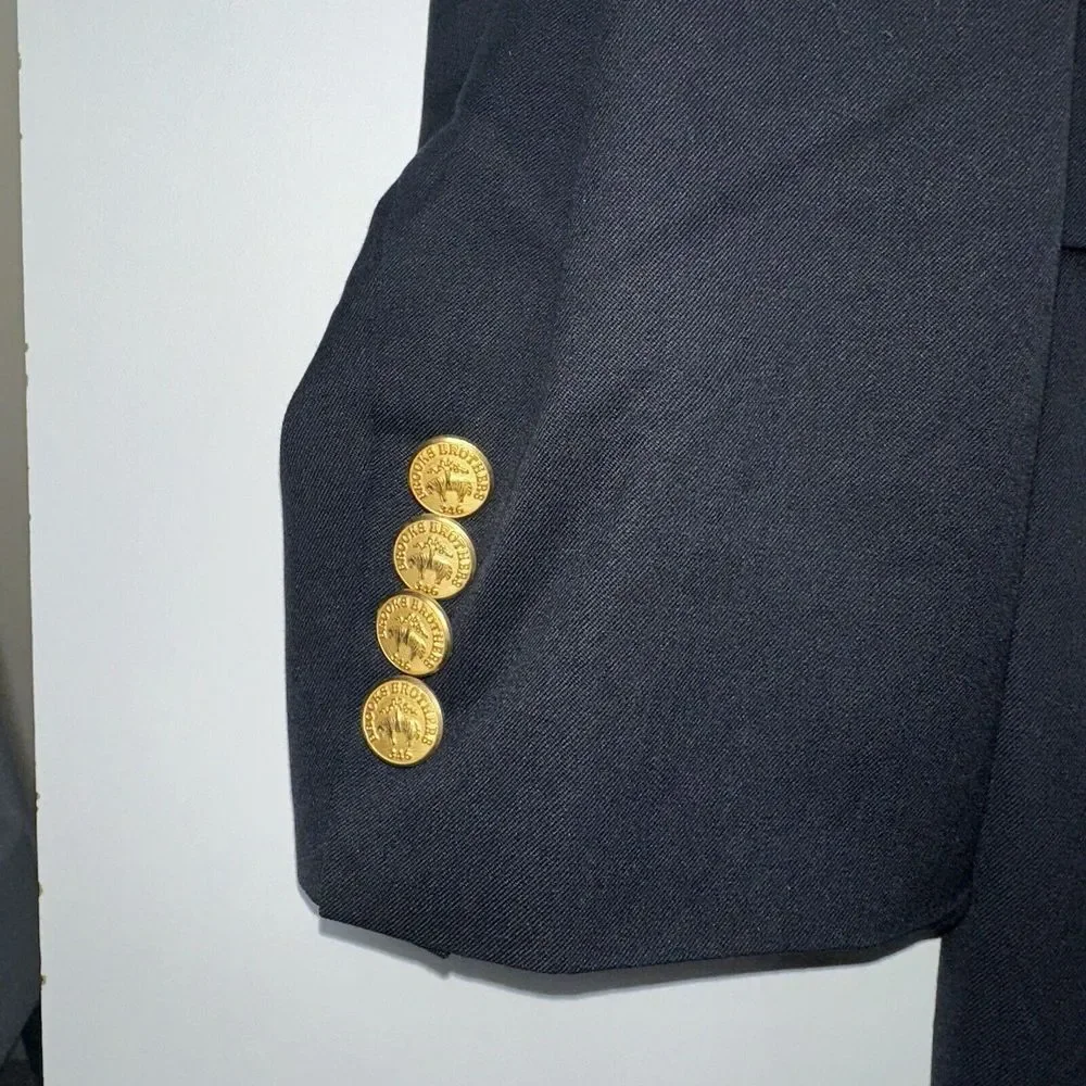 Brooks Brothers Mens Black 346 Fit‎ Wool Three Button Blazer Coat 44L